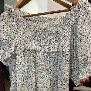 Doen Frances top in white and blue floral. Worn twice. Excellent condition.